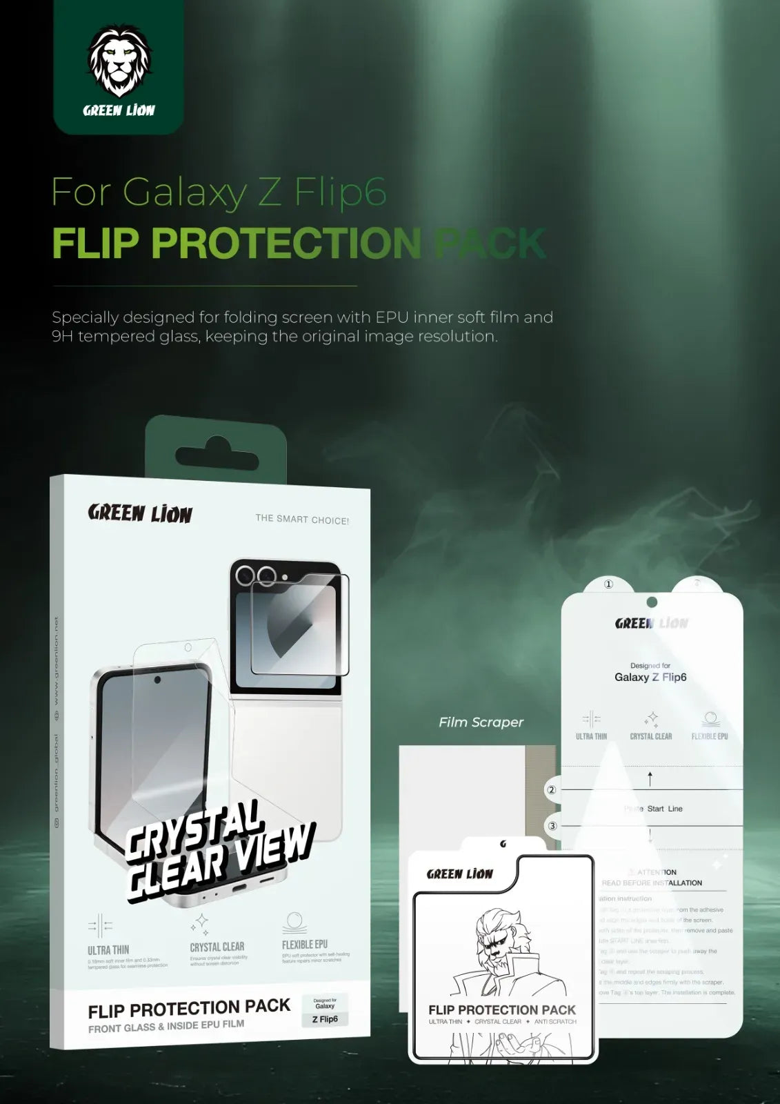 Green Lion Samsung Galaxy Z Flip 6 Fold Protection Pack Clear – image 3