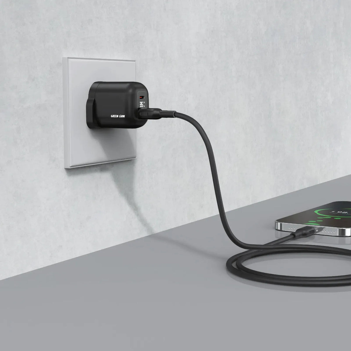 Green Lion Q Series Uk Plug USB C USB A Black – image 3