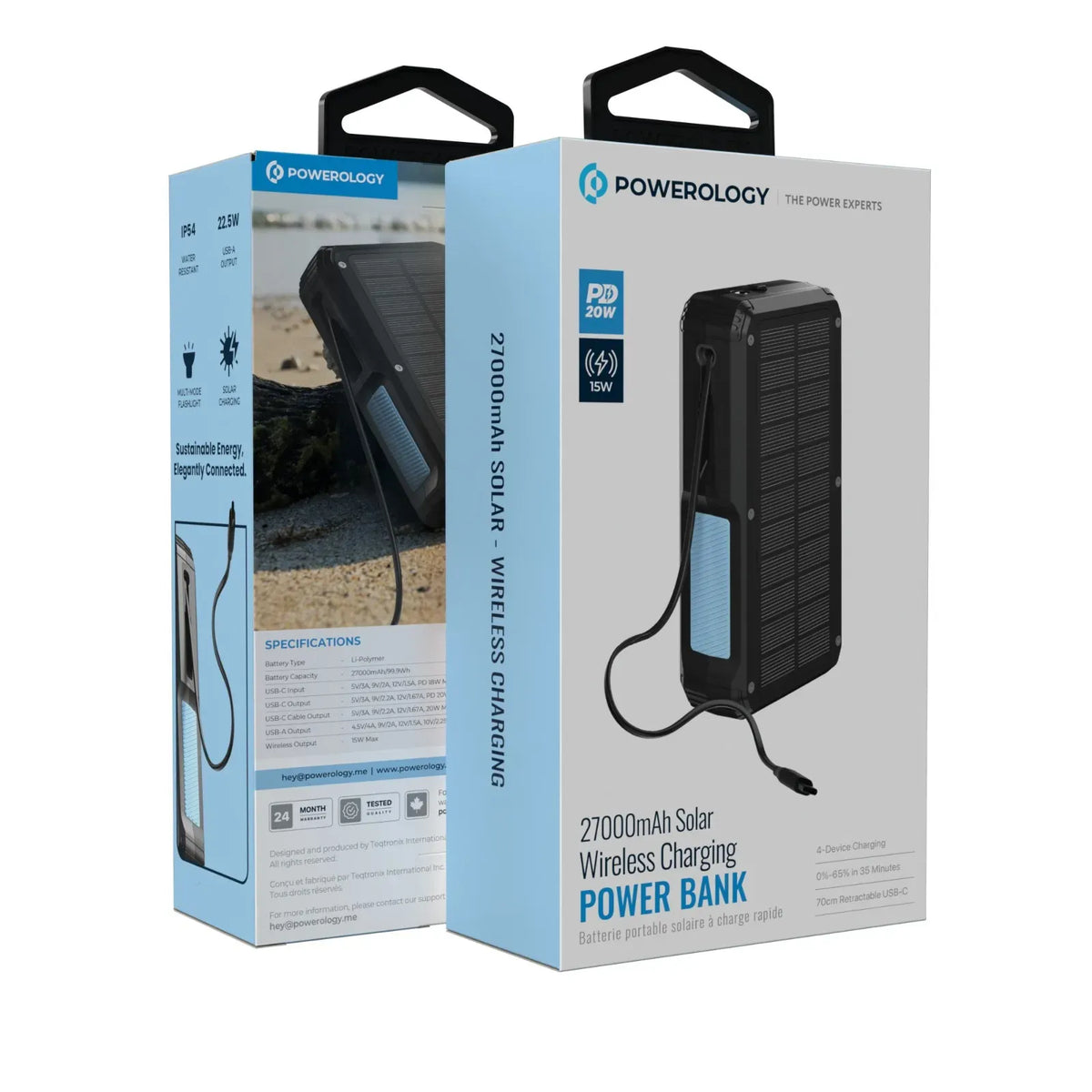 Powerology 27000mAh Solar Wireless Charging Power Bank Black – image 23