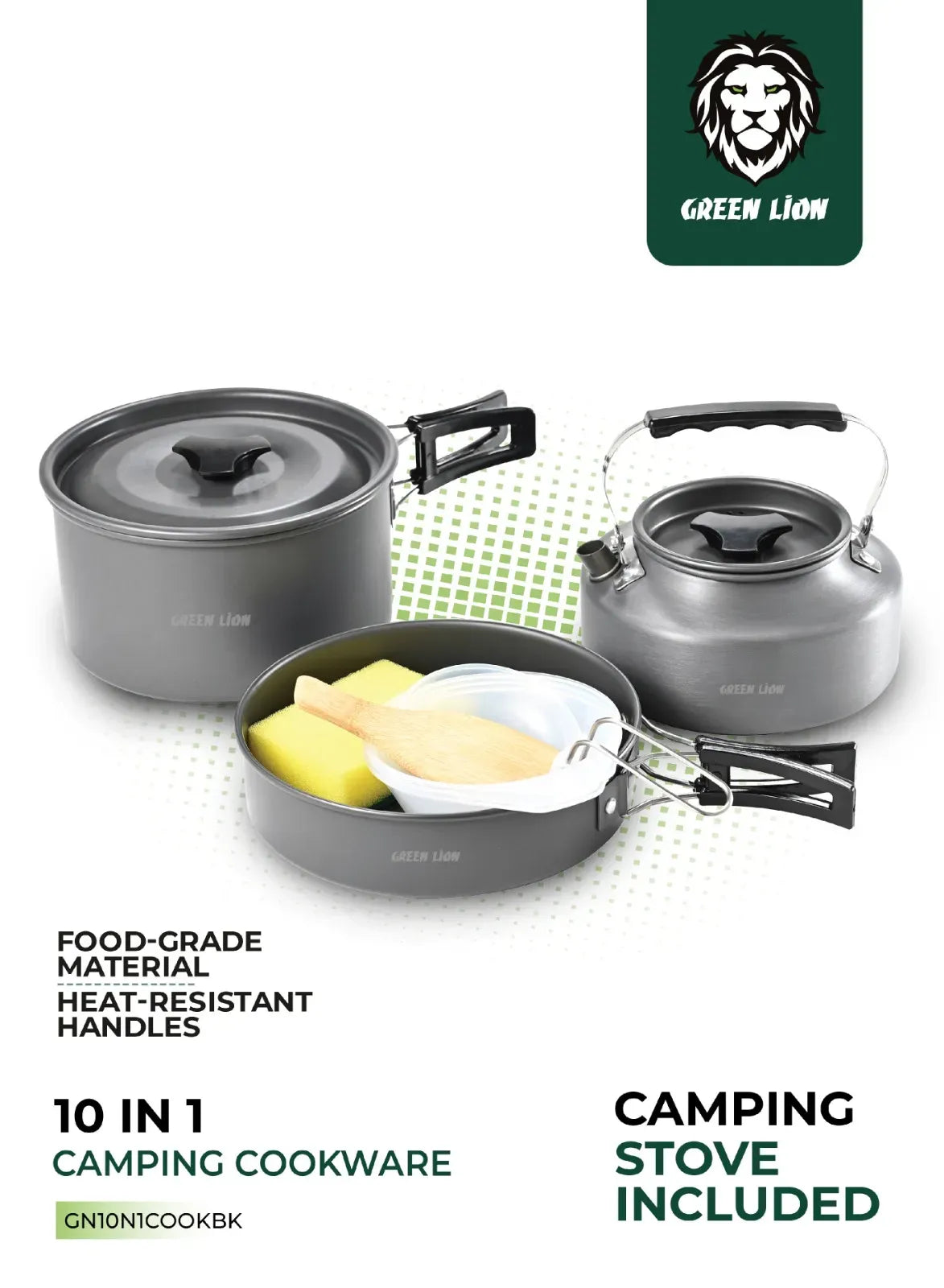 Green Lion 10 in 1 Camping Cookware Black – image 15