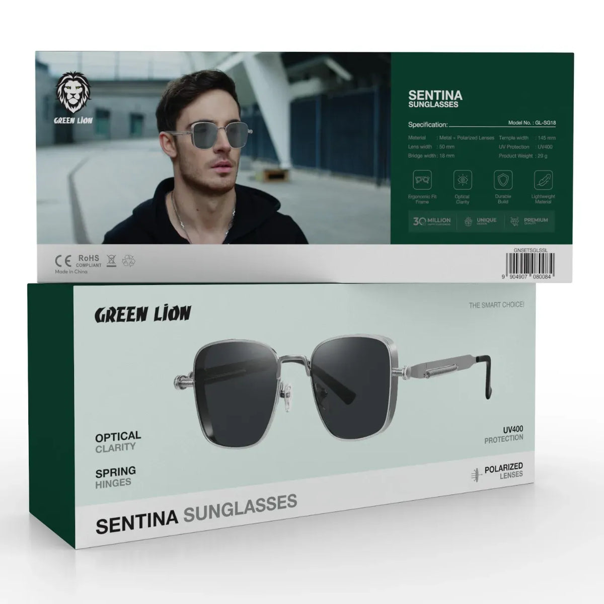 Green Lion Sentina Sunglasses Silver – image 7