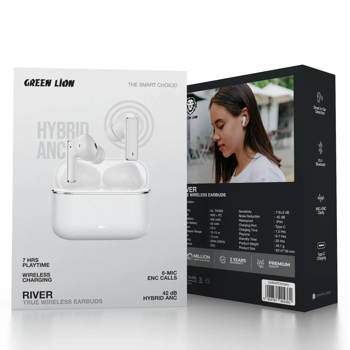 Green Lion River True Wireless Earbuds - White – image 3