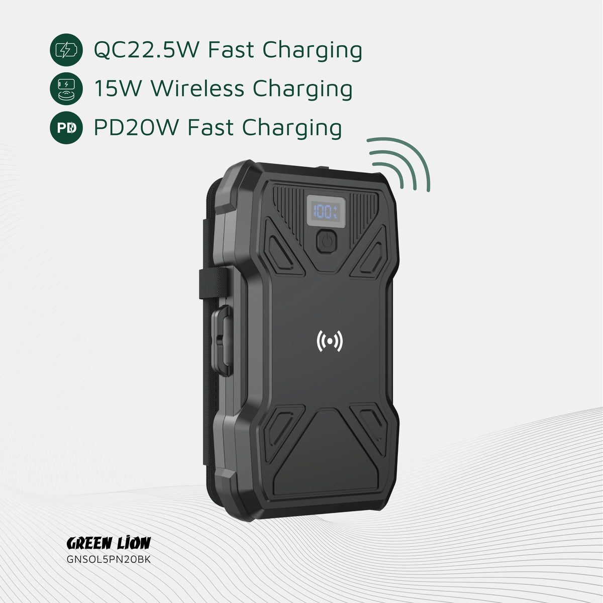 Green Lion Solar 5-Panel 20000 m Ah Power Bank PD 20 W - Black – image 10
