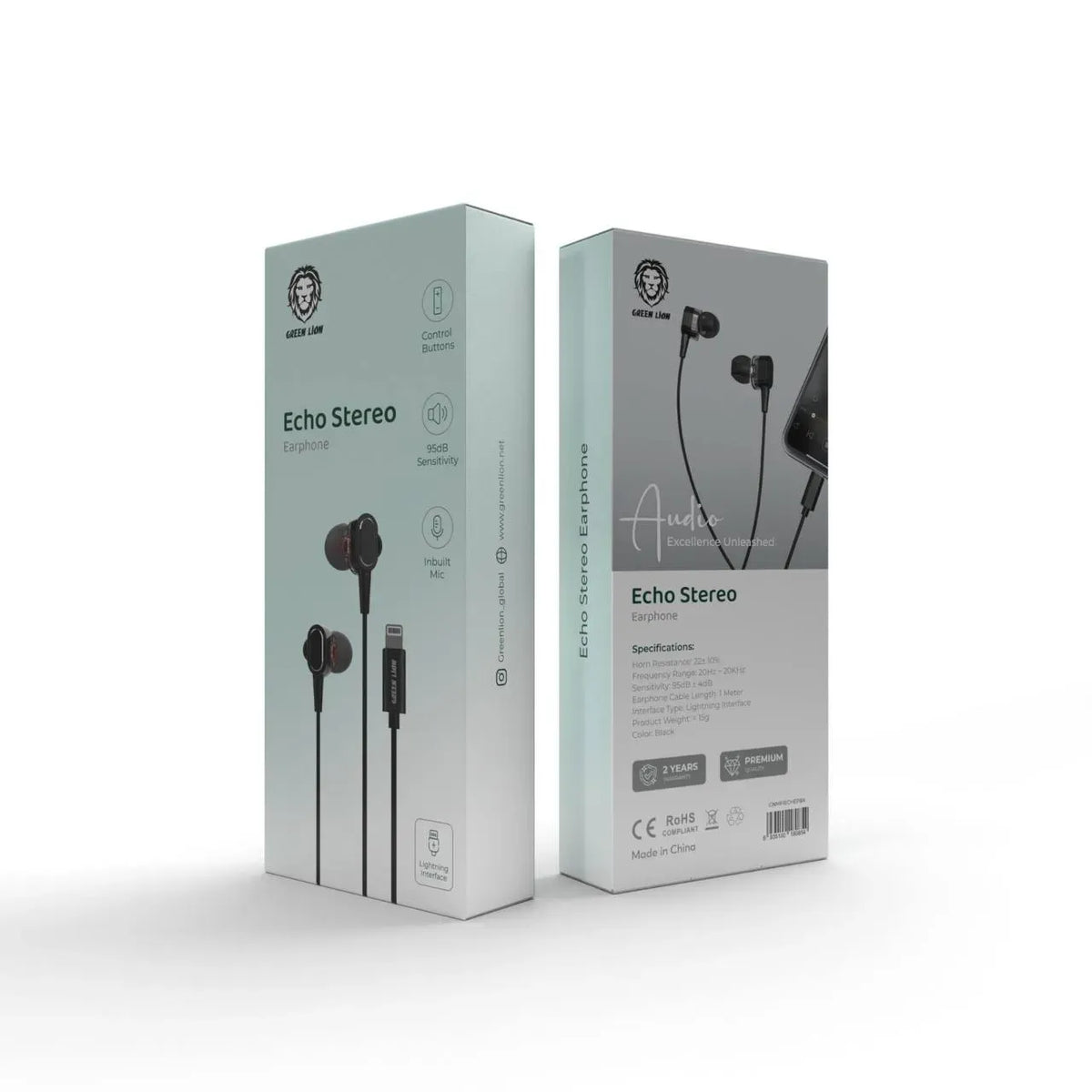 Green Lion Echo Stereo Earphones - Black