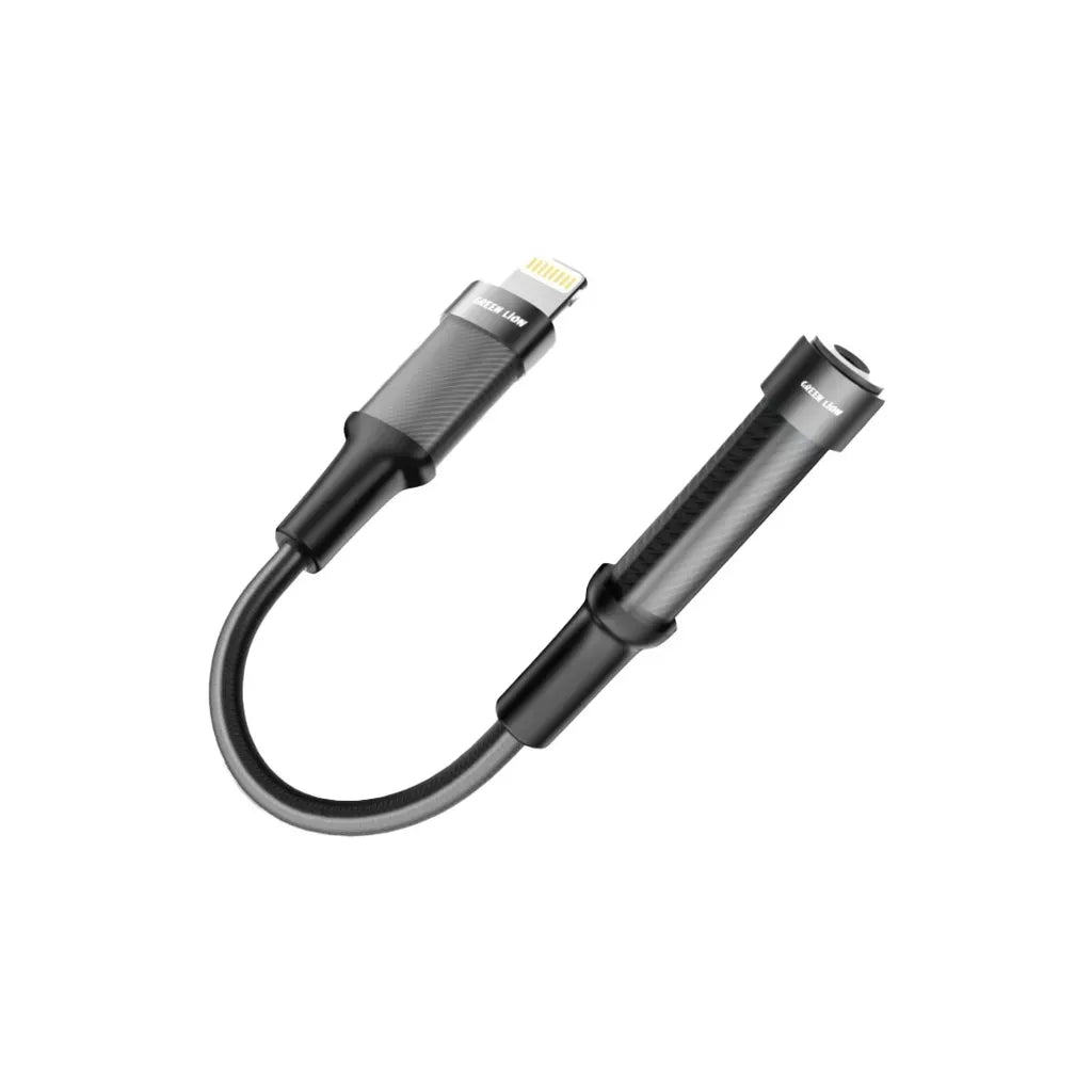 Green Lion Earphone Adapter Lightning to 3 5 Aux 12cm Black – image 5
