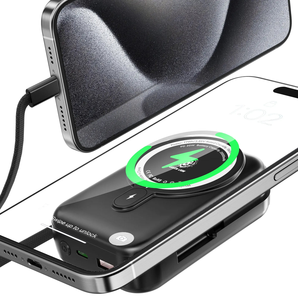 Green Lion 20000 m Ah Monaco Mag Safe Power Bank - Black – image 10