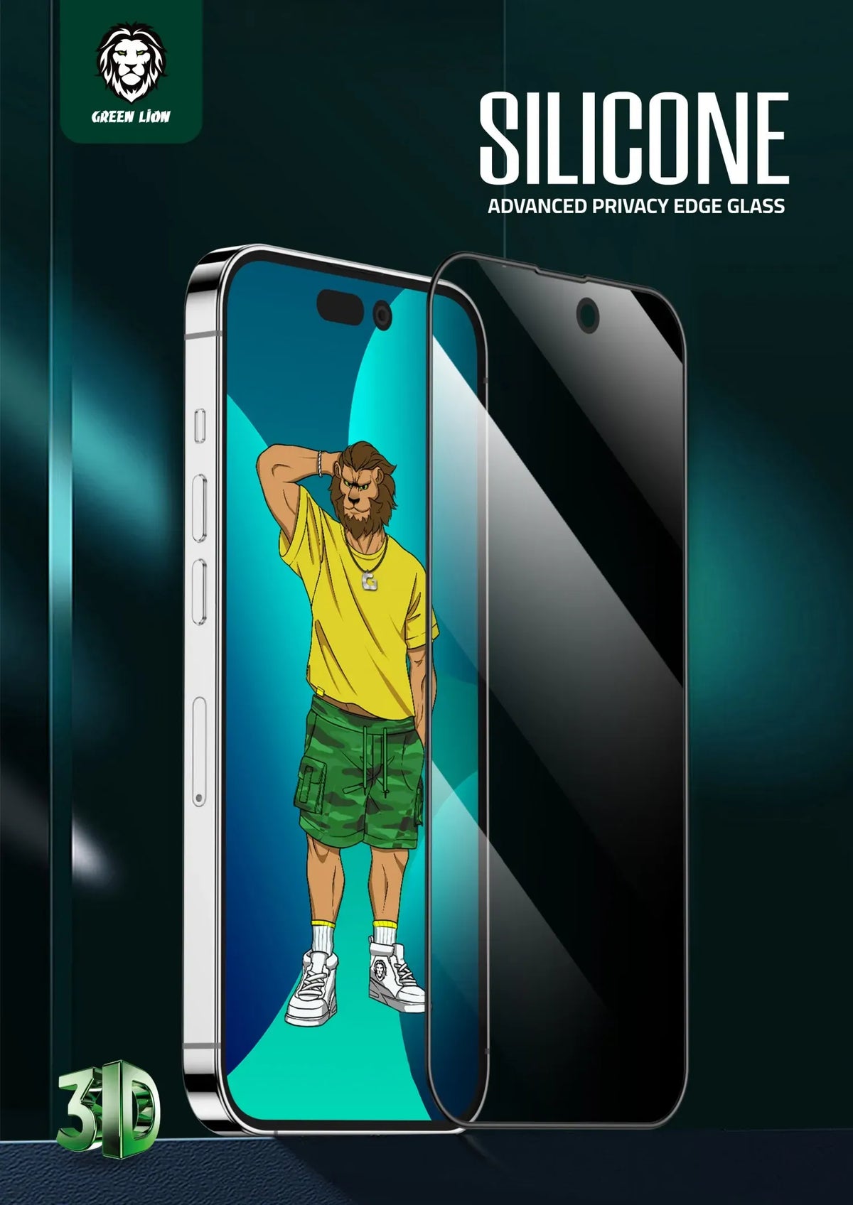 Green Lion 3 DSilicone Plus Screen Protector - Black Edge/Privacy – image 8