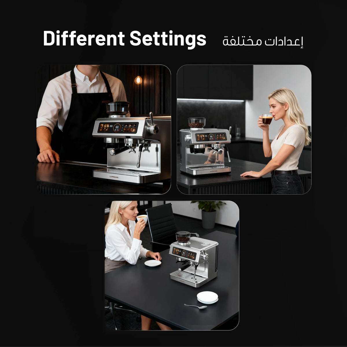 LePresso Deliziosa Semi Automatic Coffee Machine with Touch Control Panel Silver – image 7