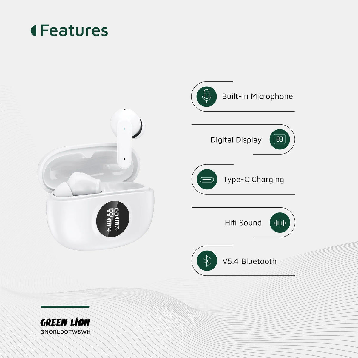 Green Lion Orlando True Wireless Earbuds - White – image 7
