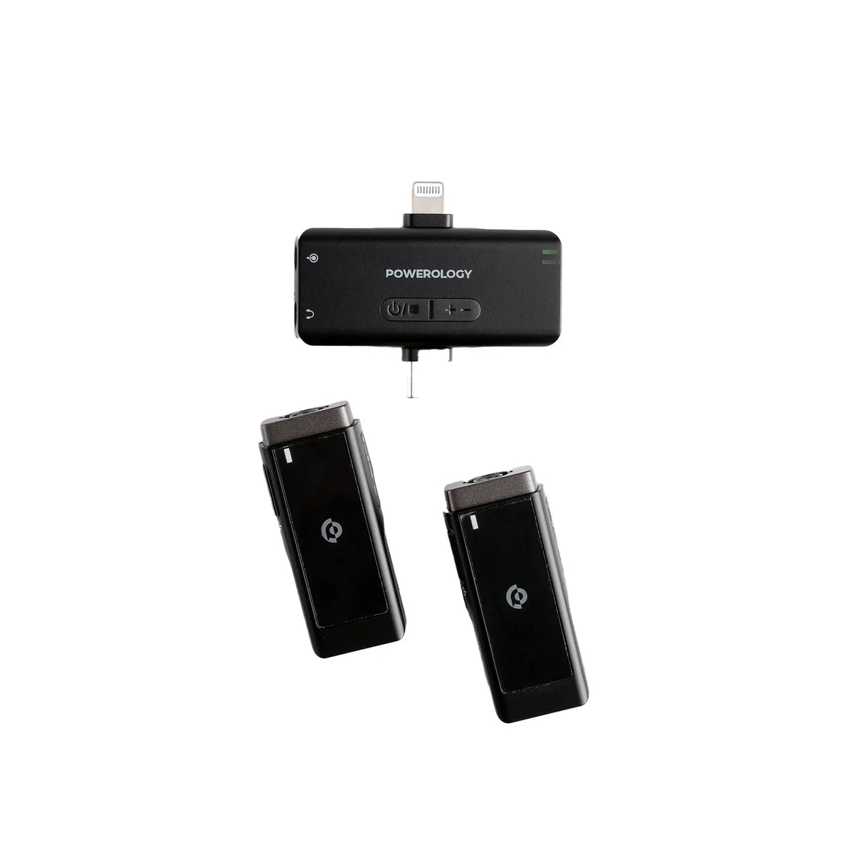 Powerology Mfi Dual Connector Wireless Lavalier Microphone X2 Mic 2000mAh Black – image 2