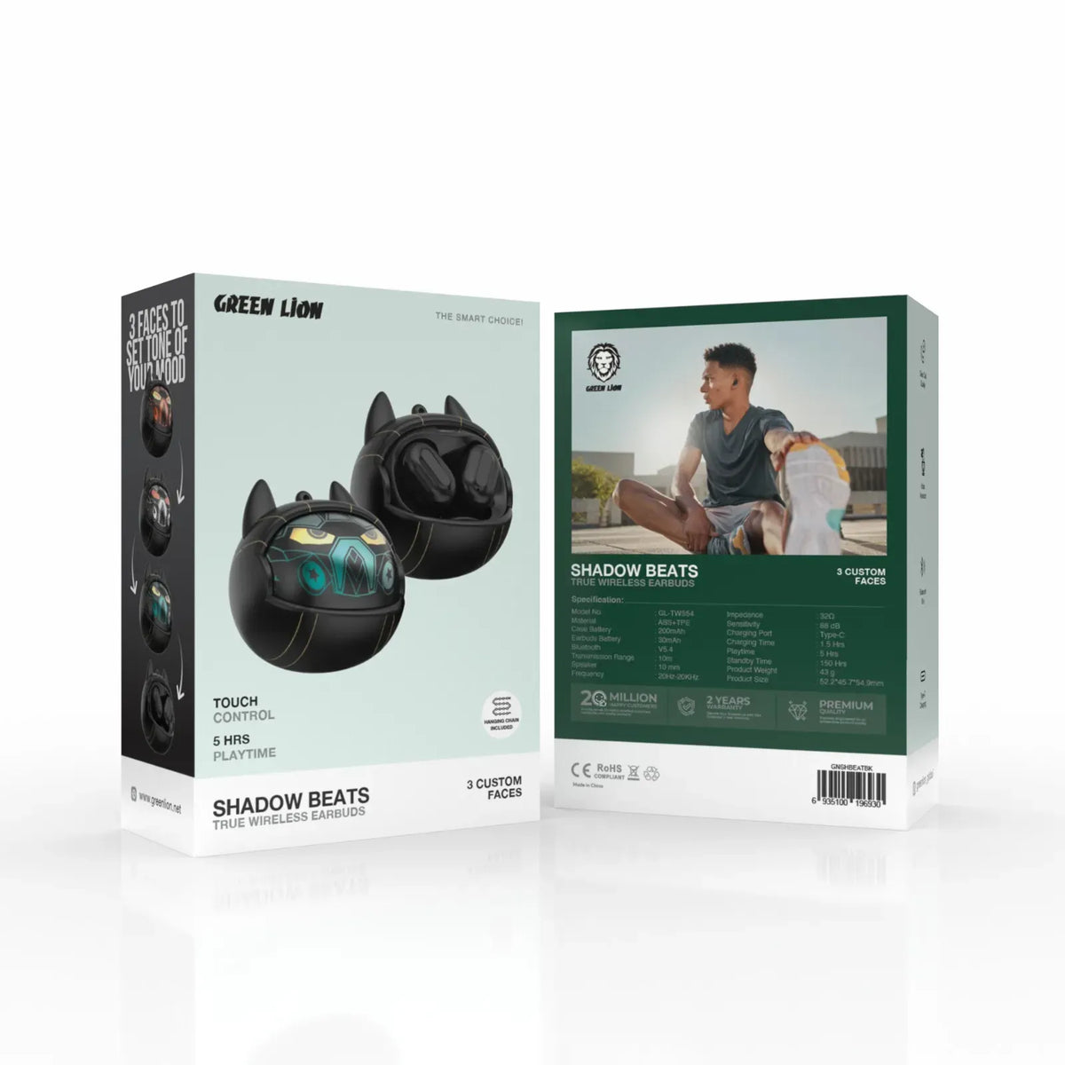 Green Lion Shadow Beats True Wireless Earbuds Black – image 8