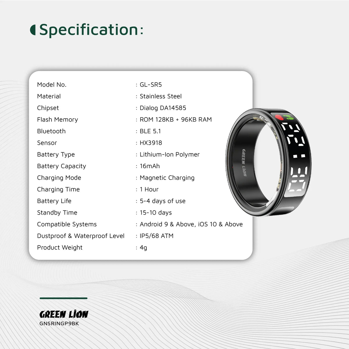 Green Lion Smart Ring Pro With Digital Display - Black – image 13