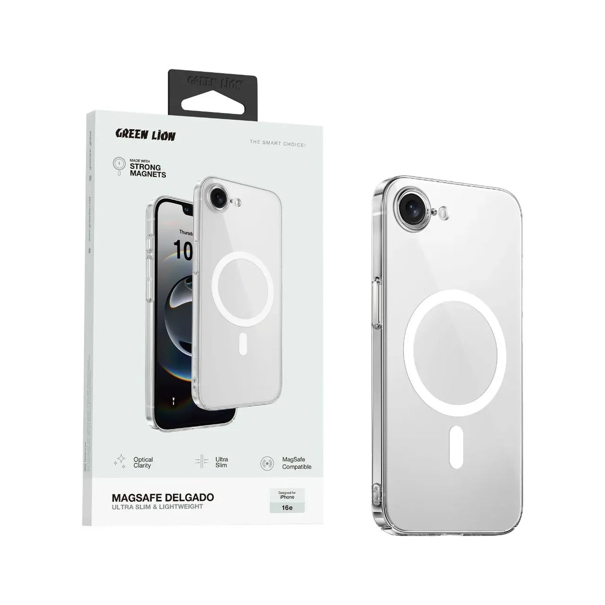 Green Lion MagSafe Delgado Pc Case for Iphone 16e Clear – image 9