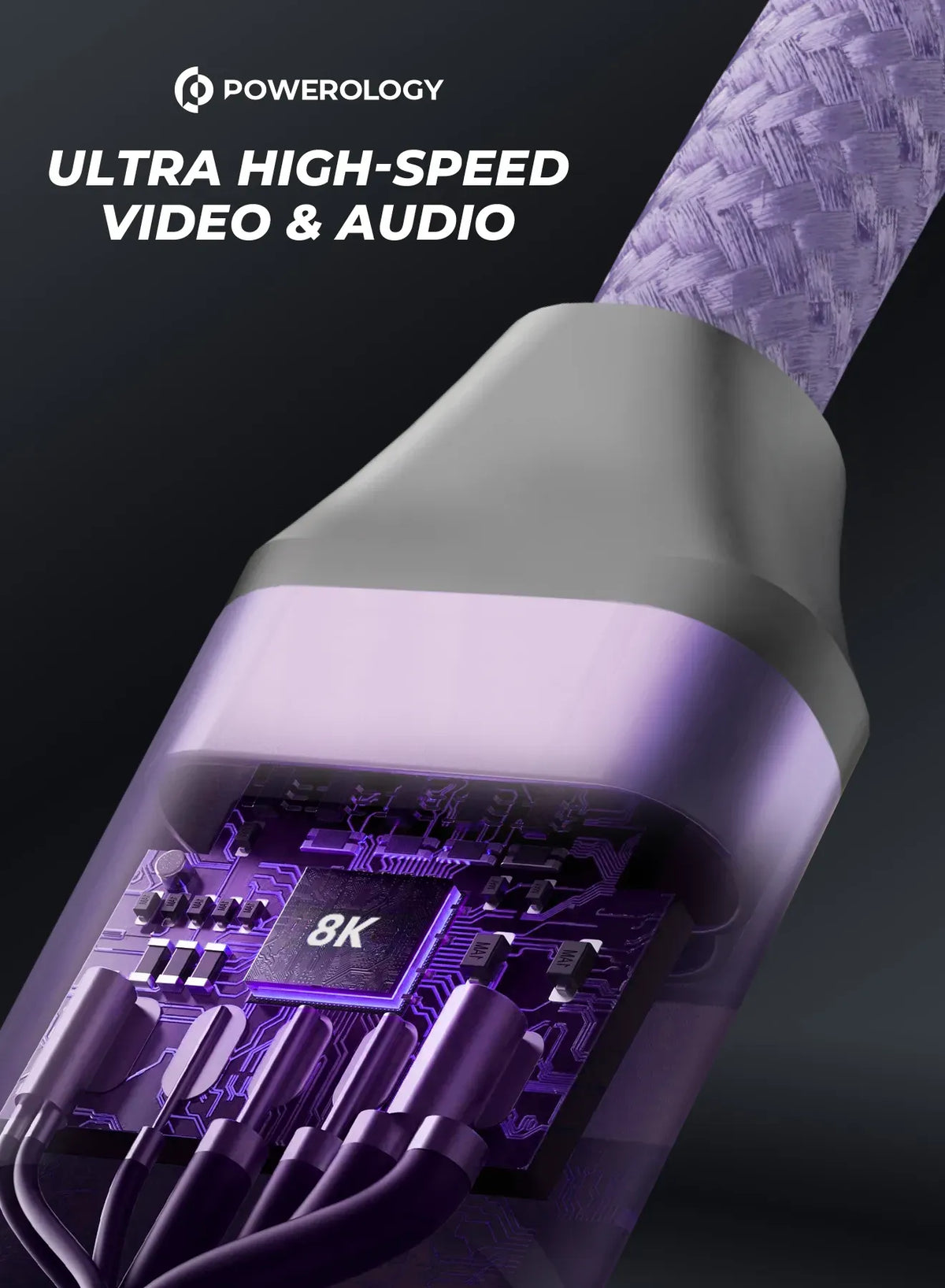 Powerology 8 KHDMI Braided Cable 3 M - Purple – image 6