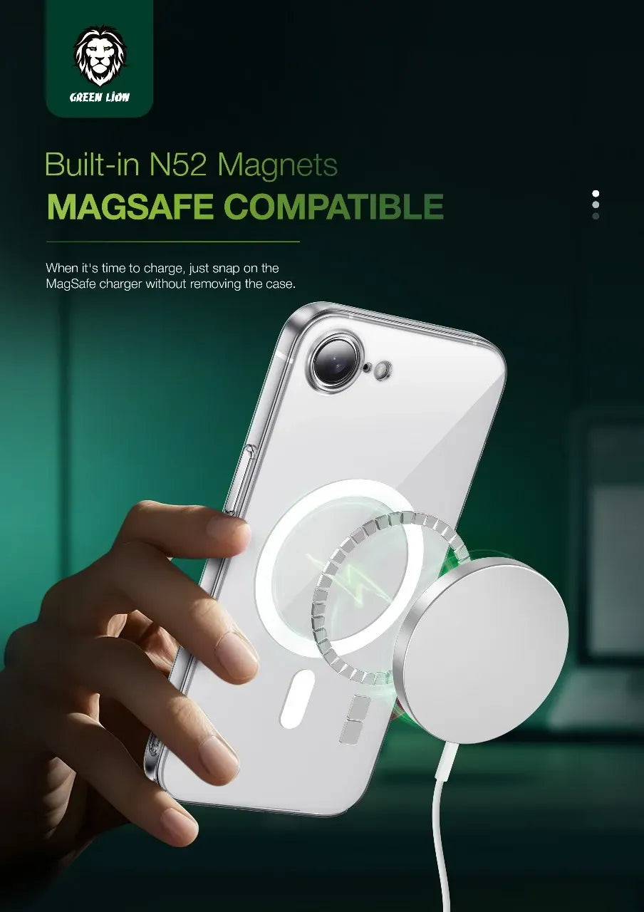 Green Lion MagSafe Delgado Pc Case for Iphone 16e Clear – image 7