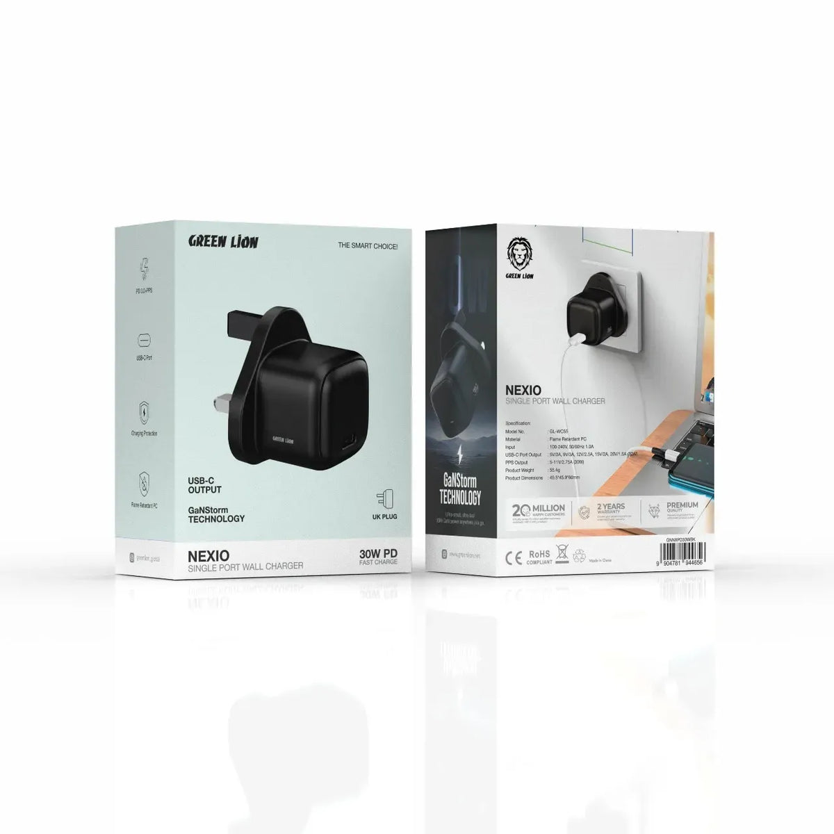 Green Lion Nexio Single Port Wall Charger Uk Plug 30w Black – image 4