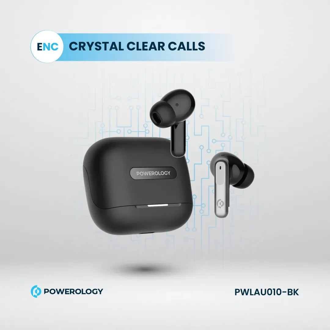 Powerology 6 Mic Hybrid ANC + ENCTrue Wireless Buds - Black – image 10