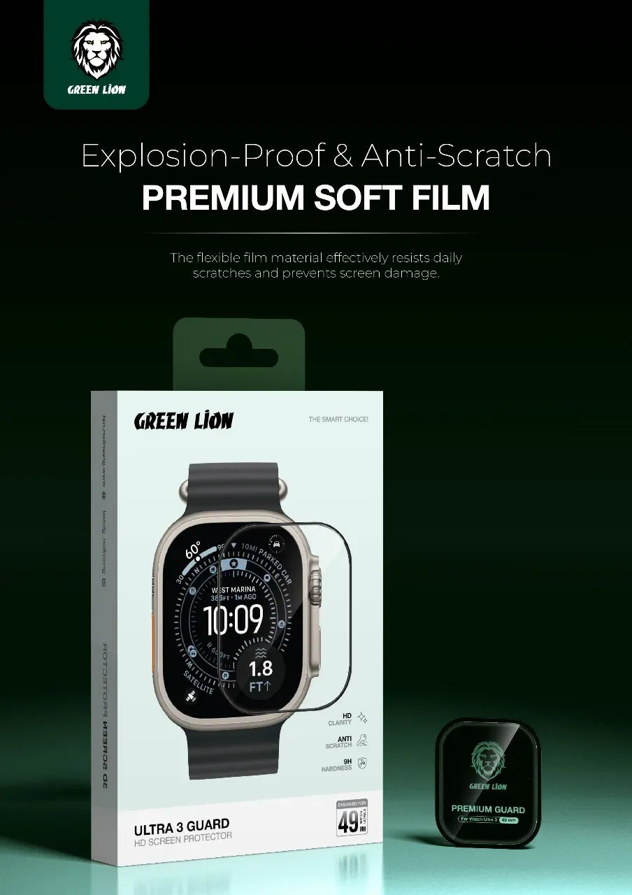 Green Lion Ultra 3 Guard HD Screen Protector for Apple Watch 49mm Clear – image 9
