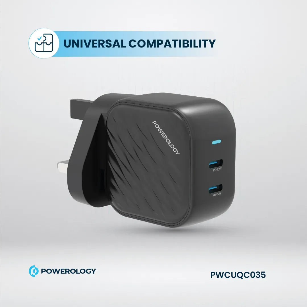 Powerology Gan Dual USB C Wall Charger Black – image 13