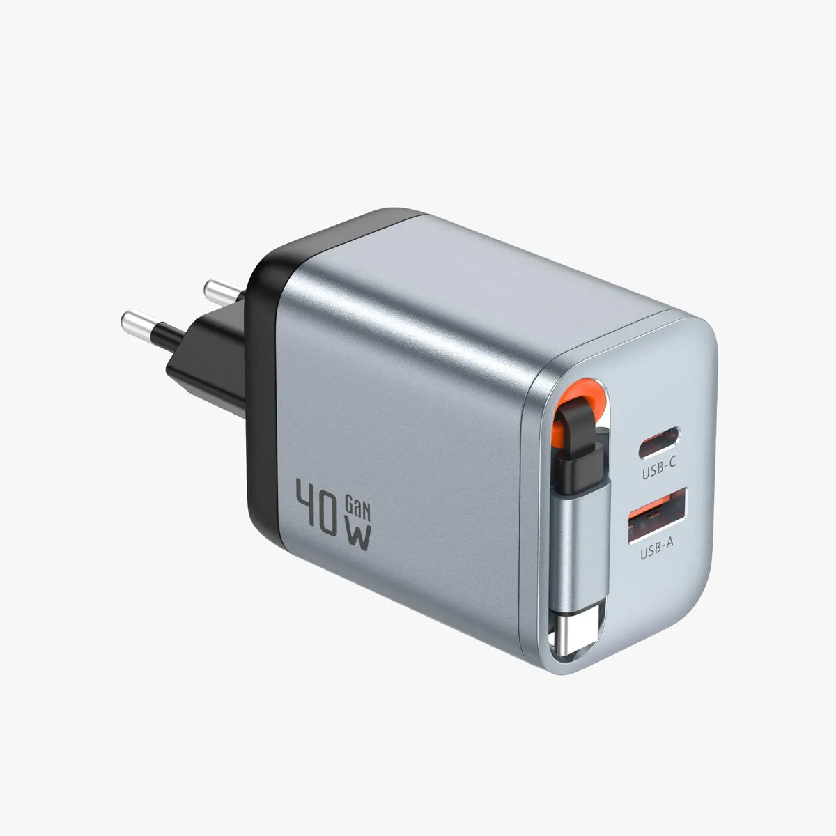 Green Lion Gan Premium Eu Plug Wall Charger 40w Gray – image 3