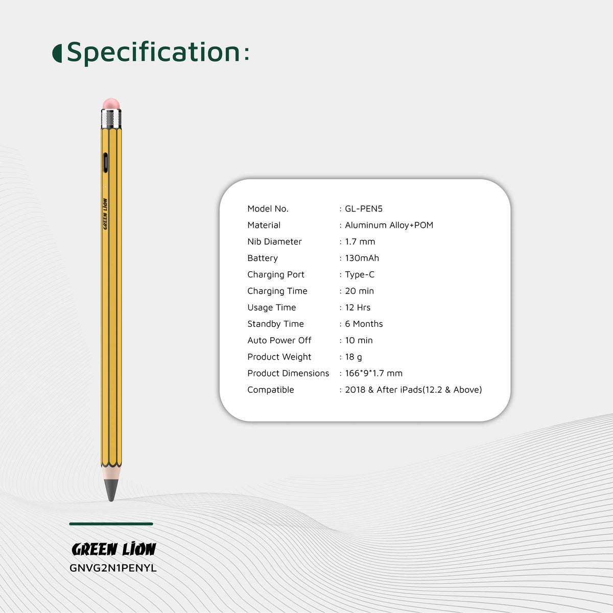 Green Lion Vintage 2 in 1 Stylus Pencil Yellow – image 15
