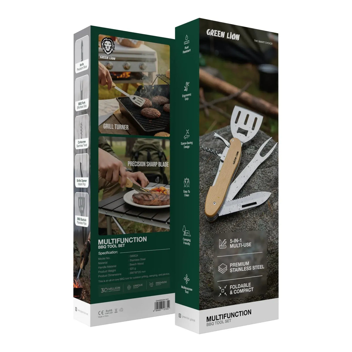 Green Lion Multifunction Bbq Tool Set Wood – image 9