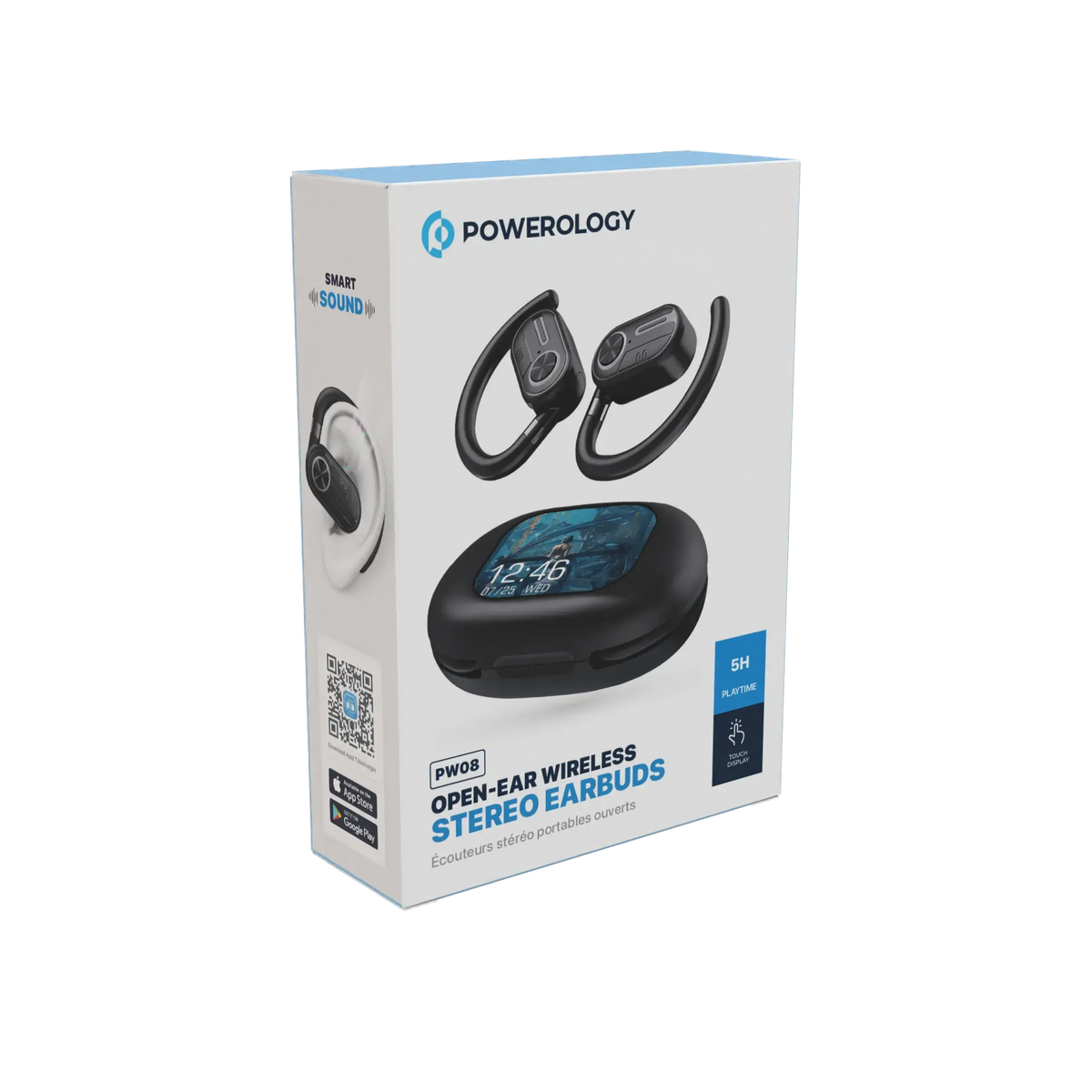 Powerology Enc Tws Air Conduction Earbuds and Charging Case with Display 40mah8 Black – image 9