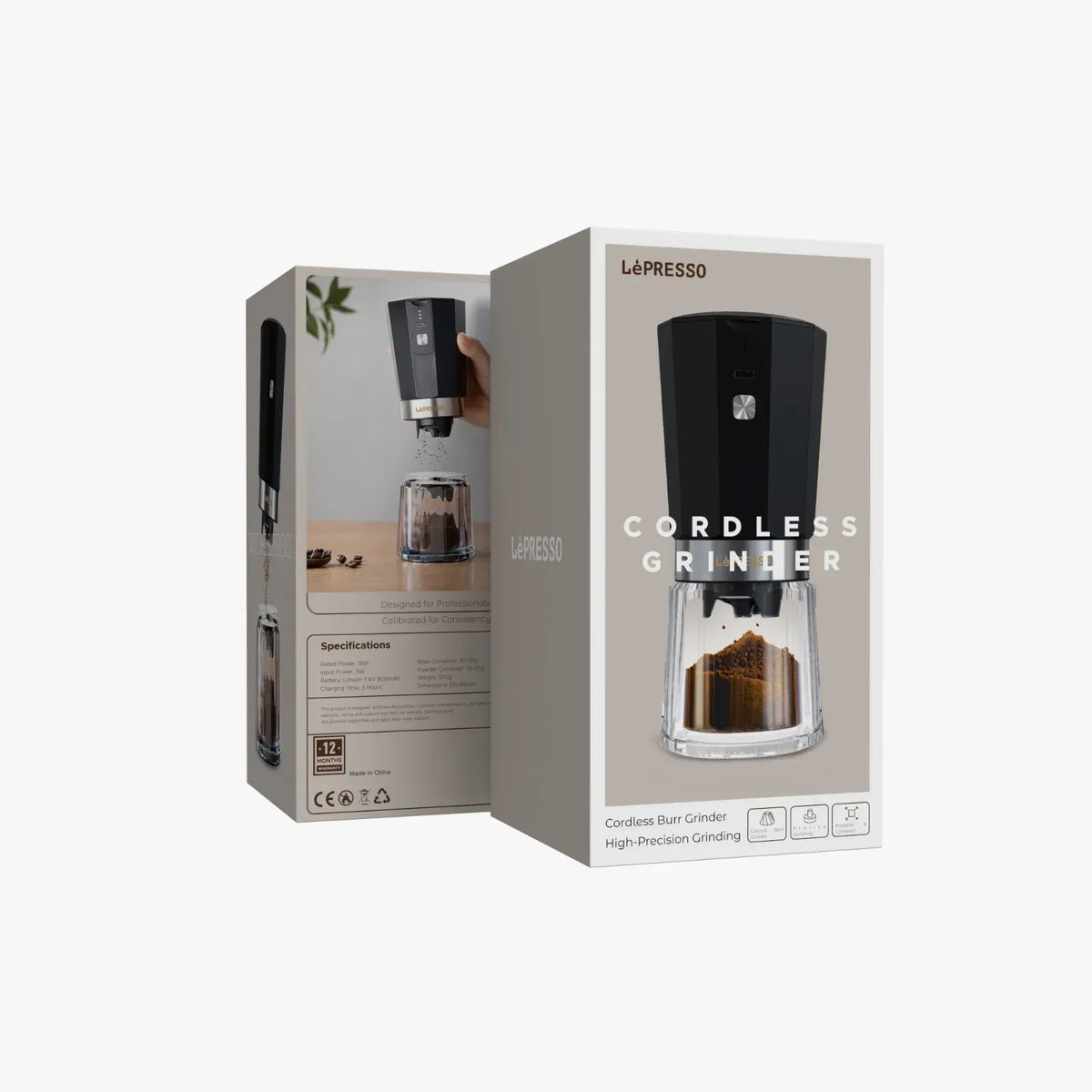 LePresso Cordless Burr Grinder with High Precision Grinding Black – image 16