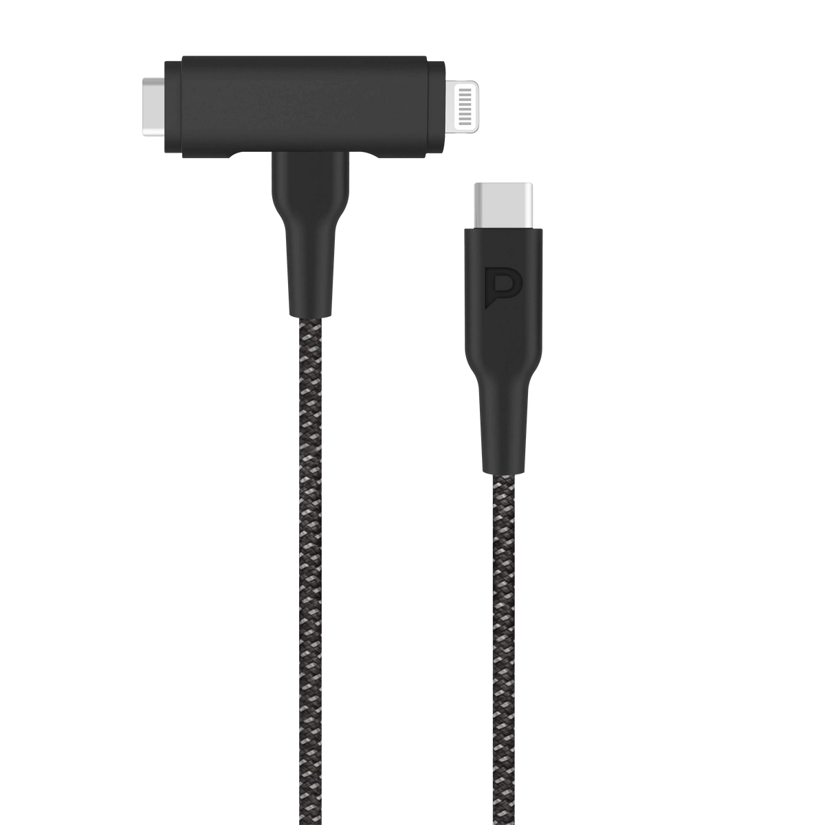 Powerology Braided USB-C to USB-C +Lightning Data&Fast Charge 1.2 m/4 ft - Black – image 6