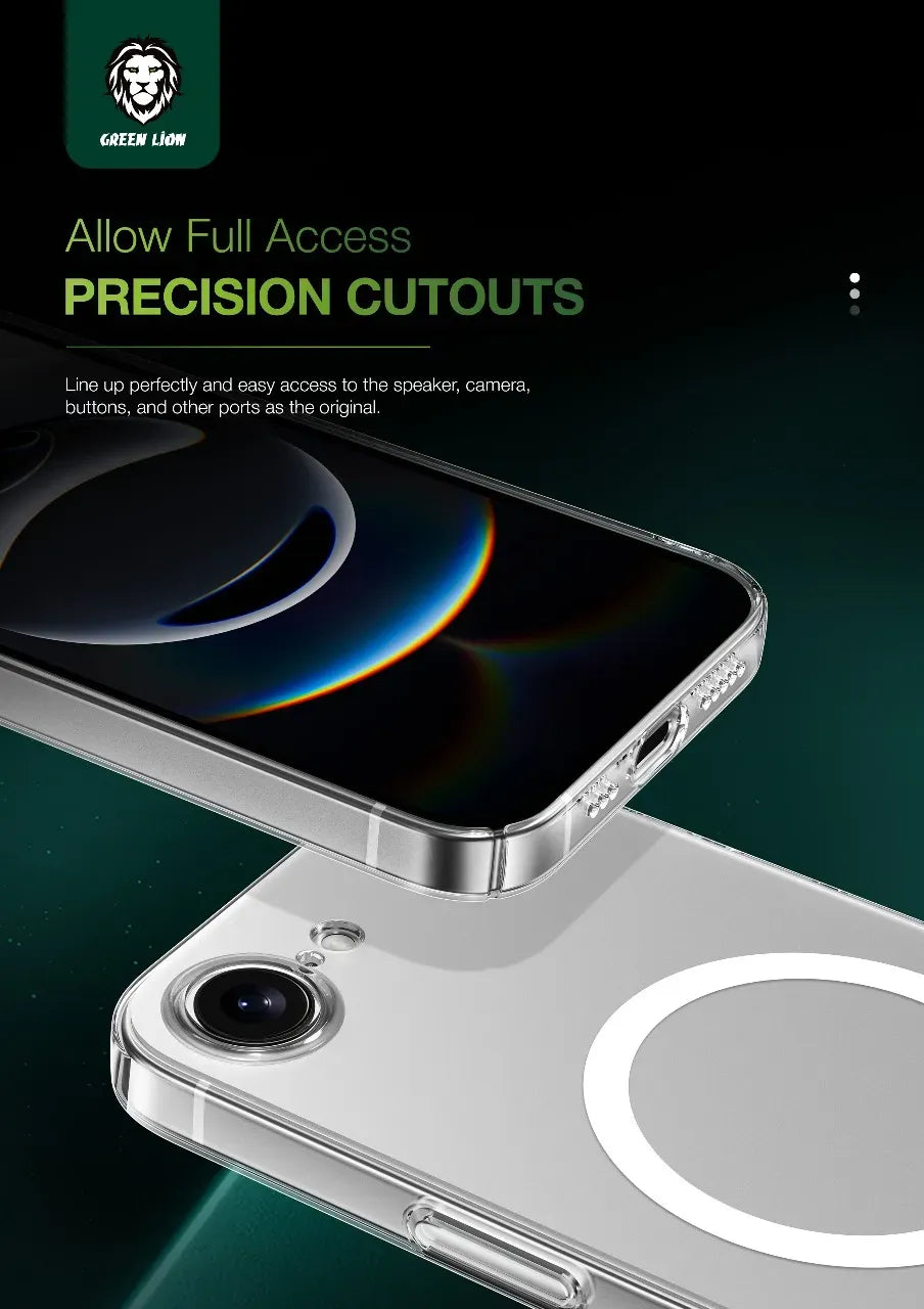 Green Lion MagSafe Delgado Pc Case for Iphone 16e Clear – image 4