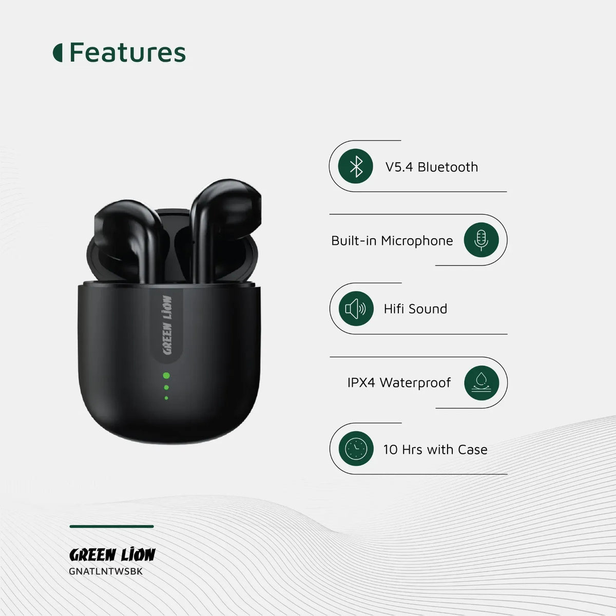 Green Lion Atlanta True Wireless Earbuds - Black – image 5