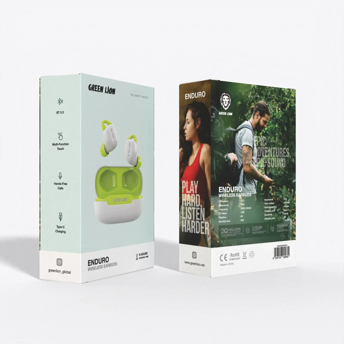 Green Lion Enduro Wireless Earbuds - White