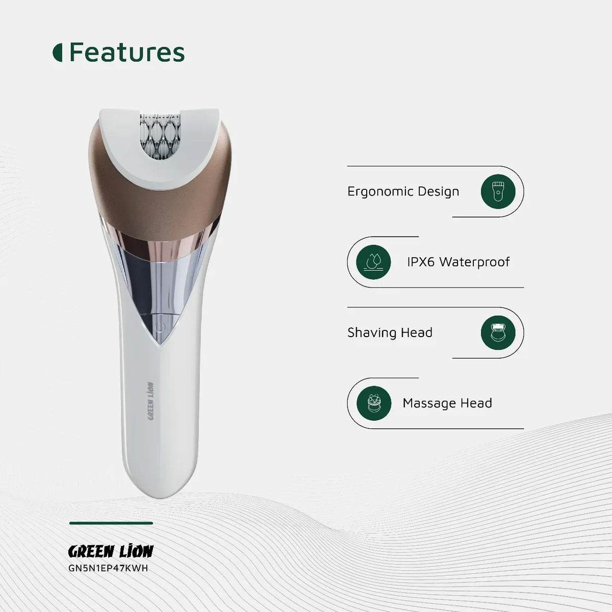 Green Lion 5 in 1 Cordless Epilator Kit White – image 10