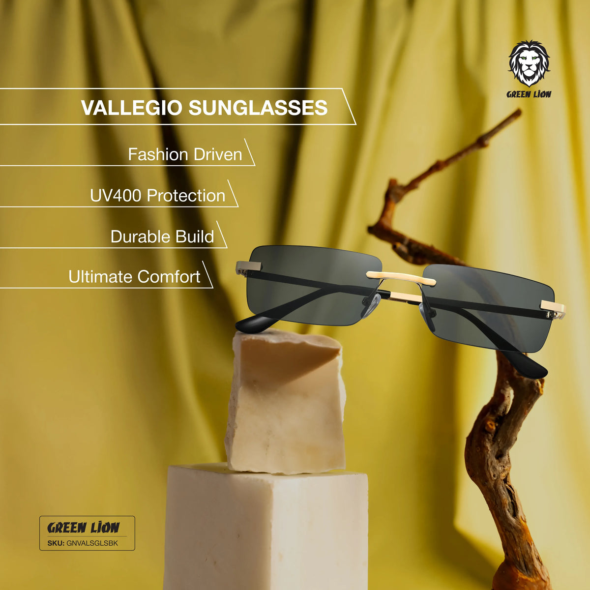 Green Lion Vallegio Sunglasses Black – image 10