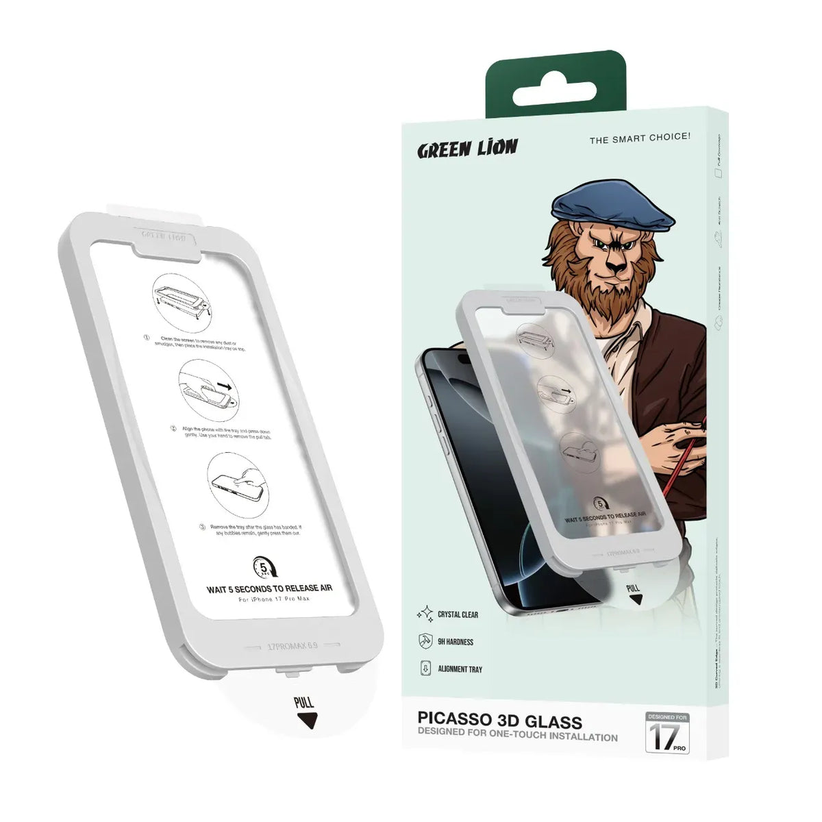 Green Lion Picasso 3 DGlass With Alignment Tray - Black Edge/Clear – image 9