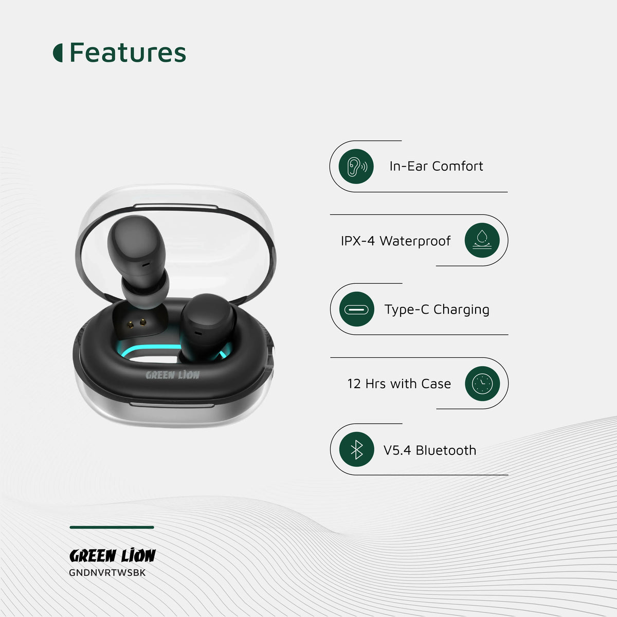 Green Lion Denver True Wireless Earbuds - Black – image 5