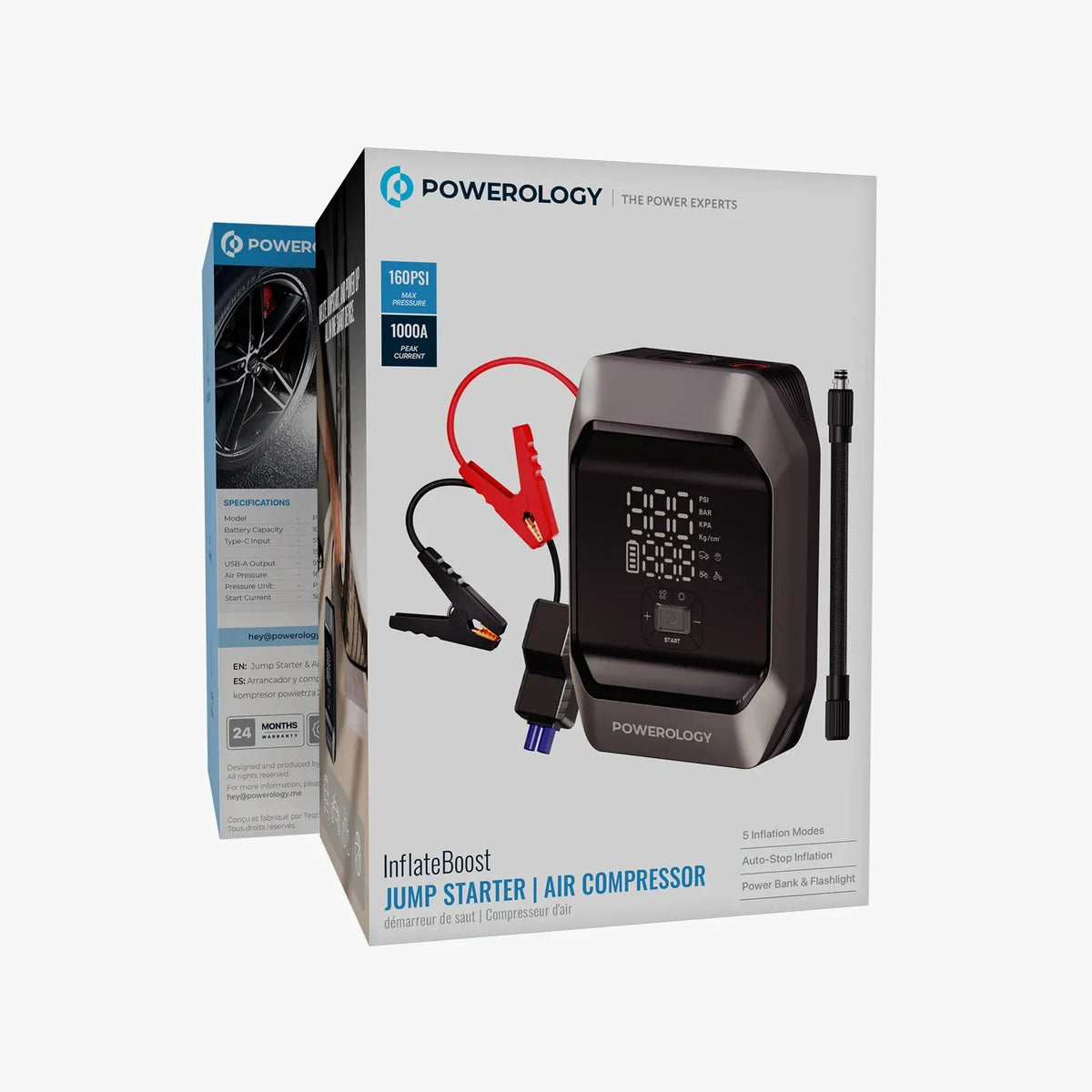 Powerology Inflate Boost Jump Starter |Air Compressor - Black – image 4