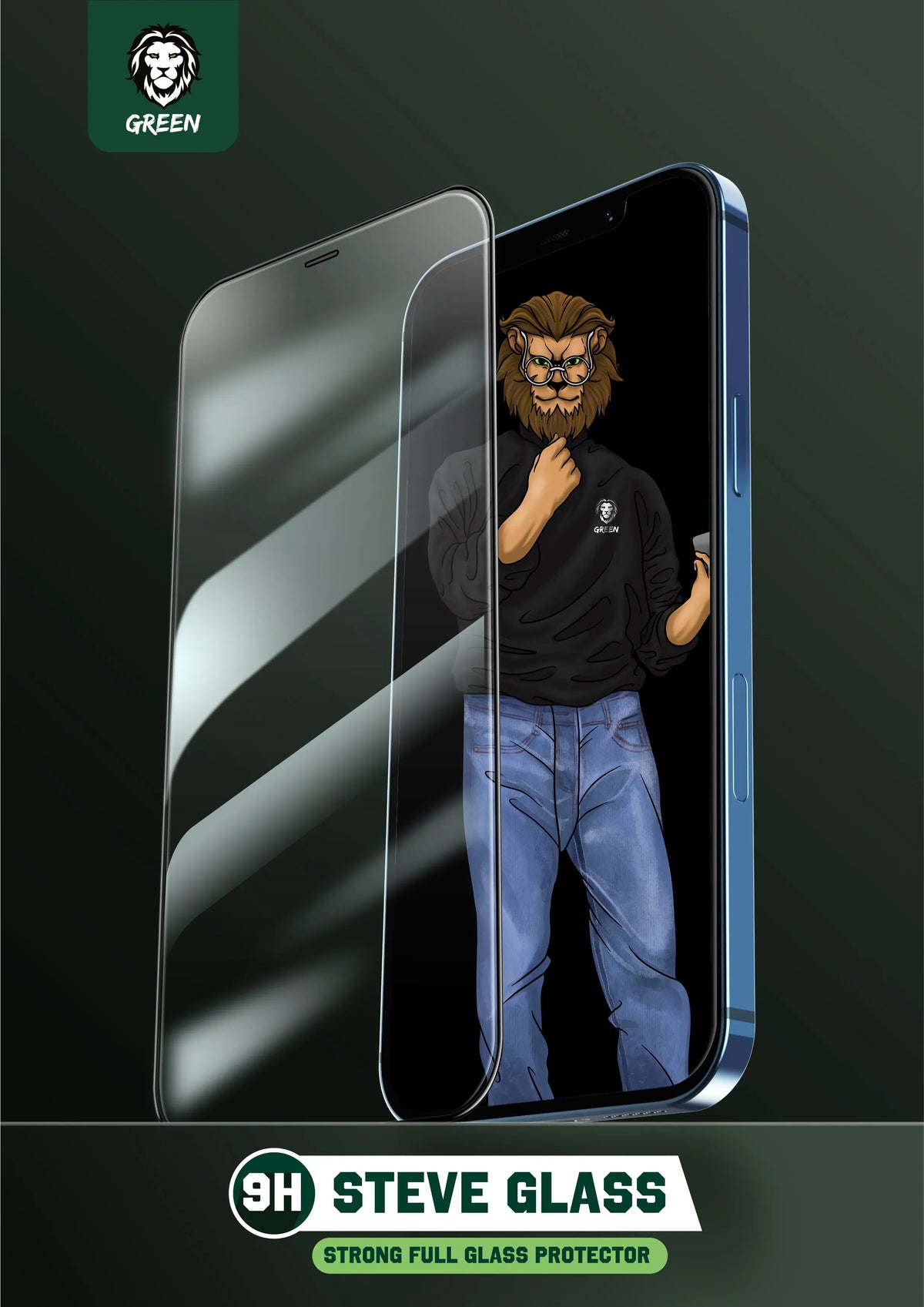 Green Lion 9 HSteve HD Screen Protector - Black Edge/Clear – image 8