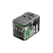 Powerology Universal Multi-Port Travel Adapter With 4 Type-C - Transpare ntGrey