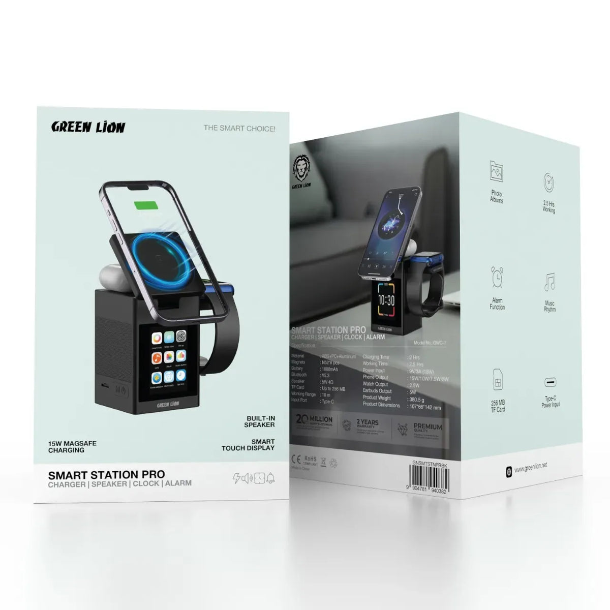 Green Lion Smart Station Pro LCD Display Wireless Charger with Speaker Black – image 4