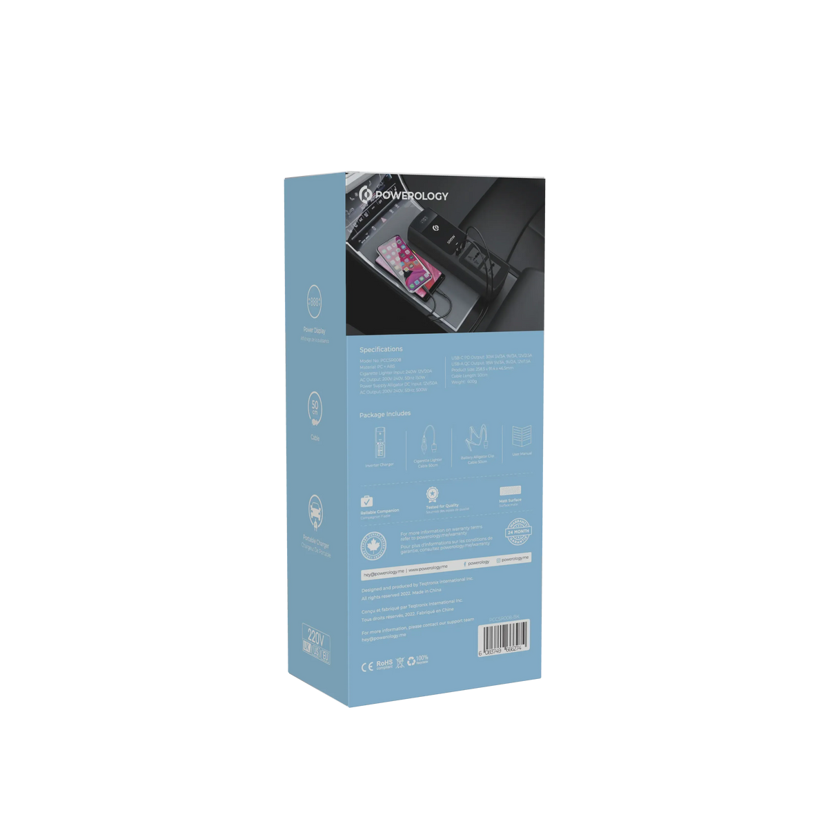 Powerology 500 W Universal Multi-Port Car Inverter With Dual USB-C Output - Black – image 12