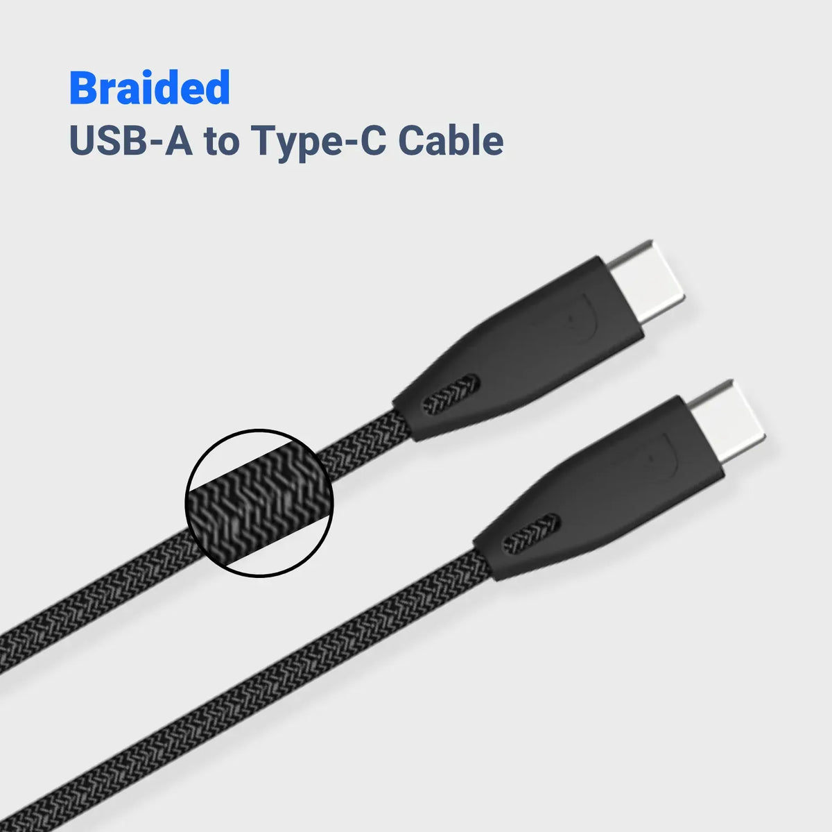 Powerology Braided USB-C to USB-C Cable (2 m/6.6 ft) - Black – image 4