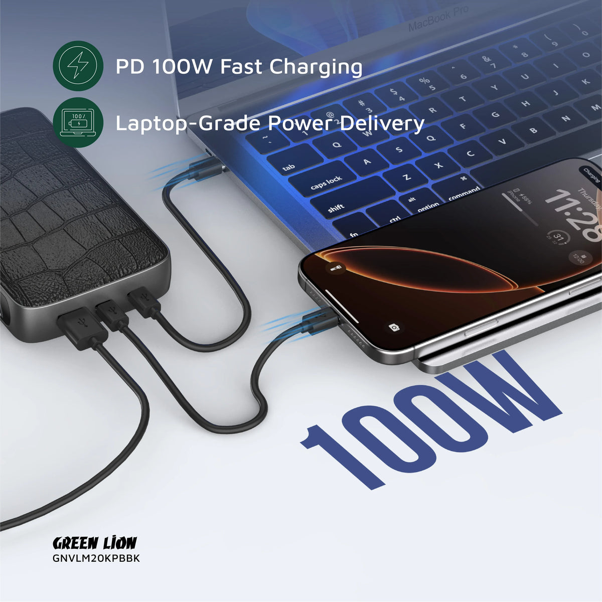 Green Lion Valmont 20000mAh Power Bank PD 100w Black – image 9
