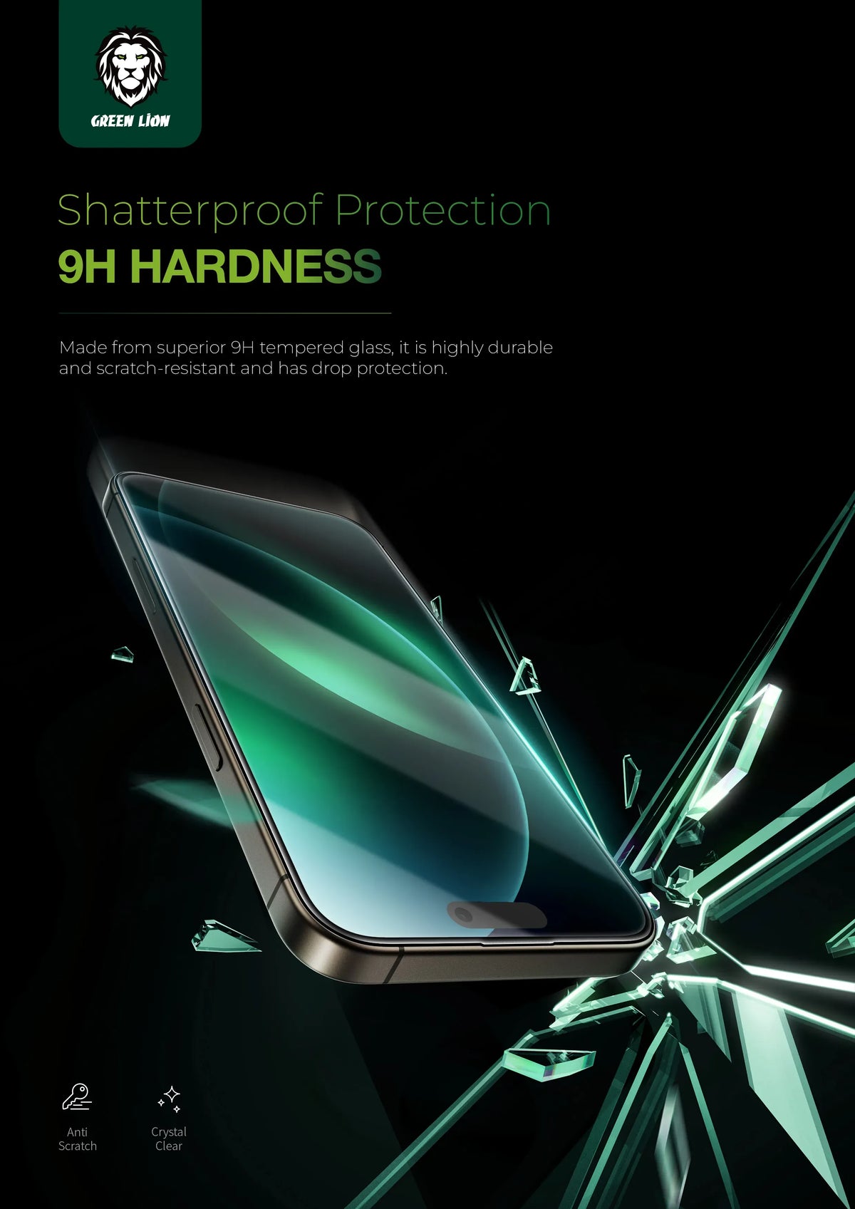 Green Lion 9 HSteve HD Screen Protector - Black Edge/Clear – image 6