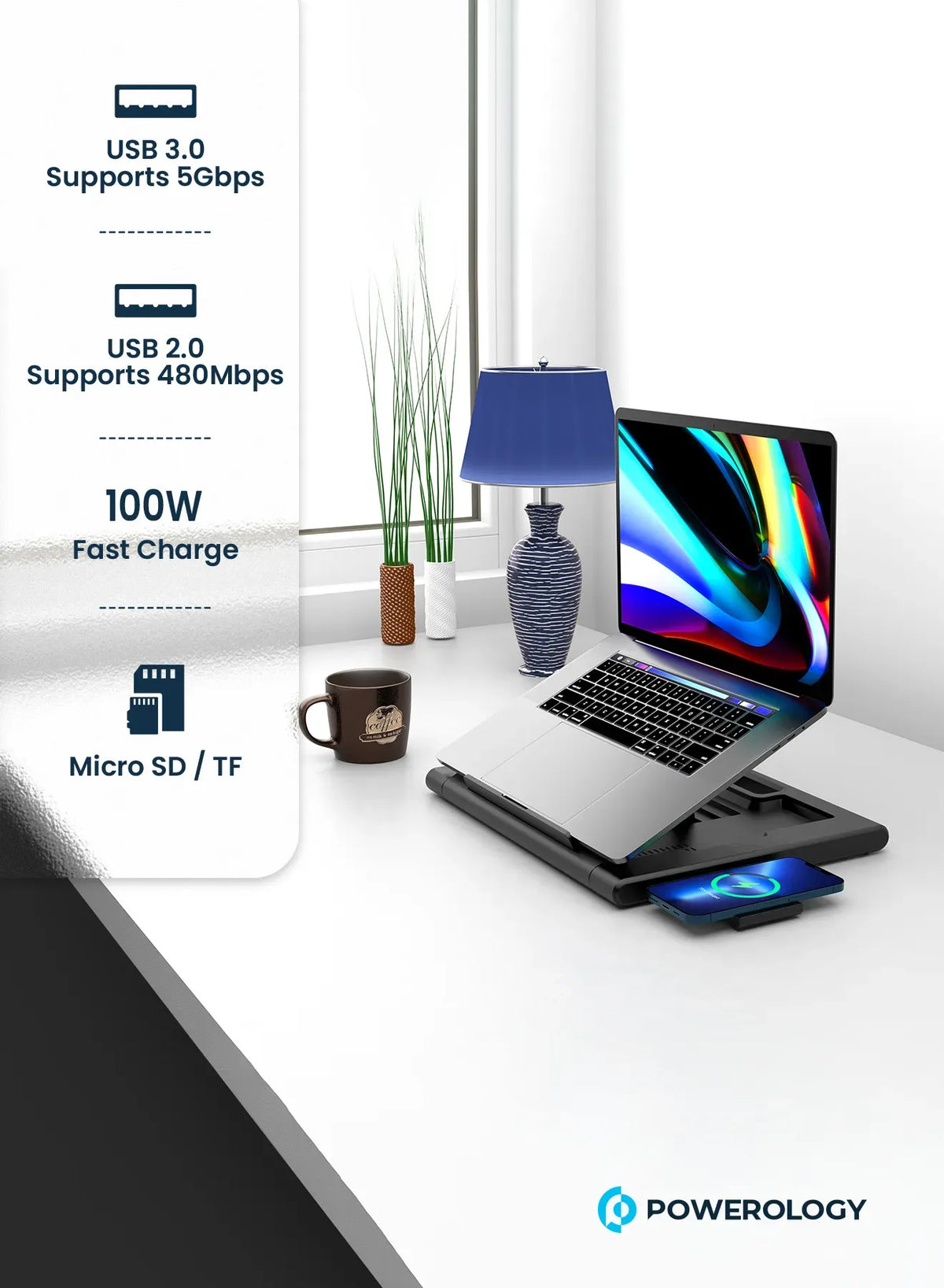 Powerology Multi Functional Pro Hub Laptop Stand – image 12