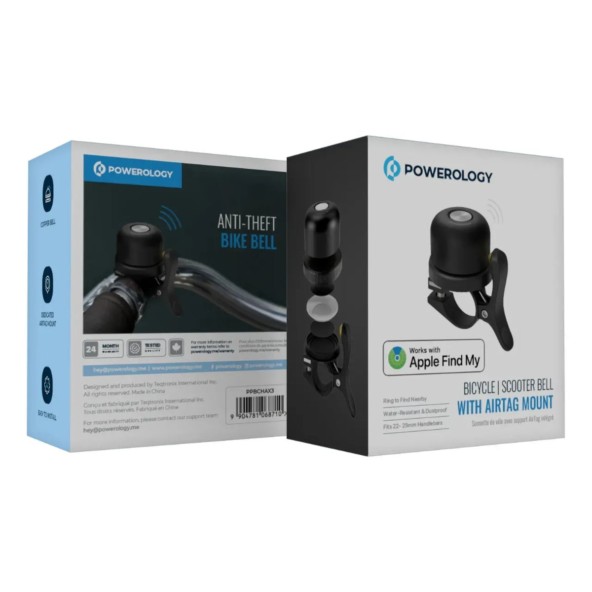 Powerology Bicycle Scooter Bell with Airtag Mount Black – image 4