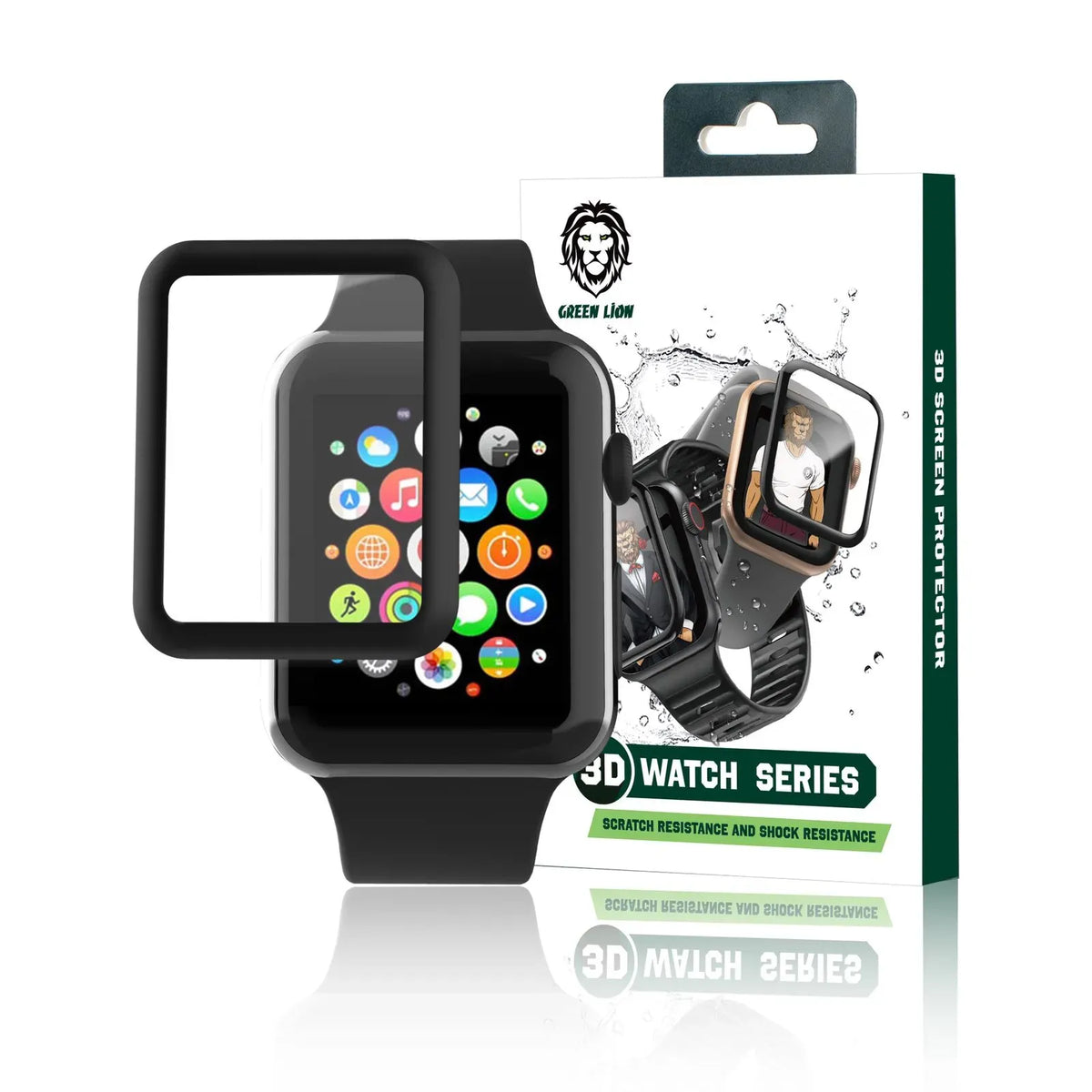 Green Lion 3 DHDGlass Screen Protector For Apple Watch - Black Edge/Clear – image 6