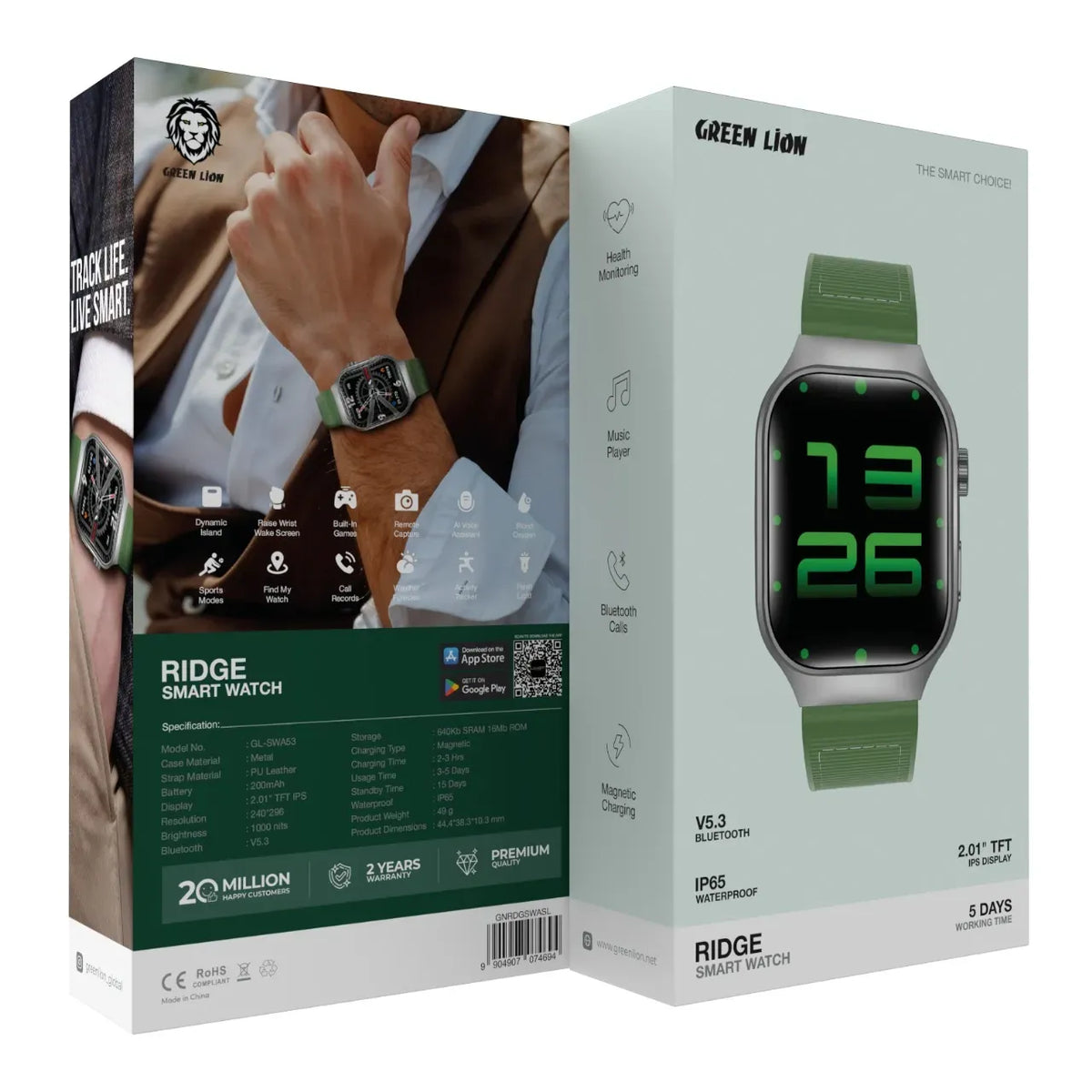 Green Lion Ridge Smart Watch - Silver&Green – image 5