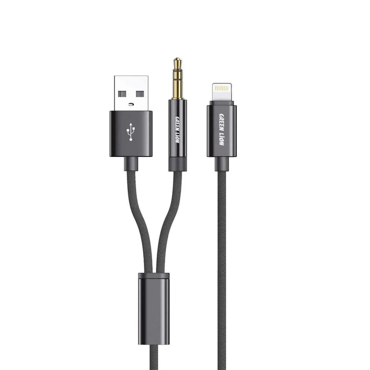 Green Lion 2 in 1 Aux Braided Cable 1 2m – image 2