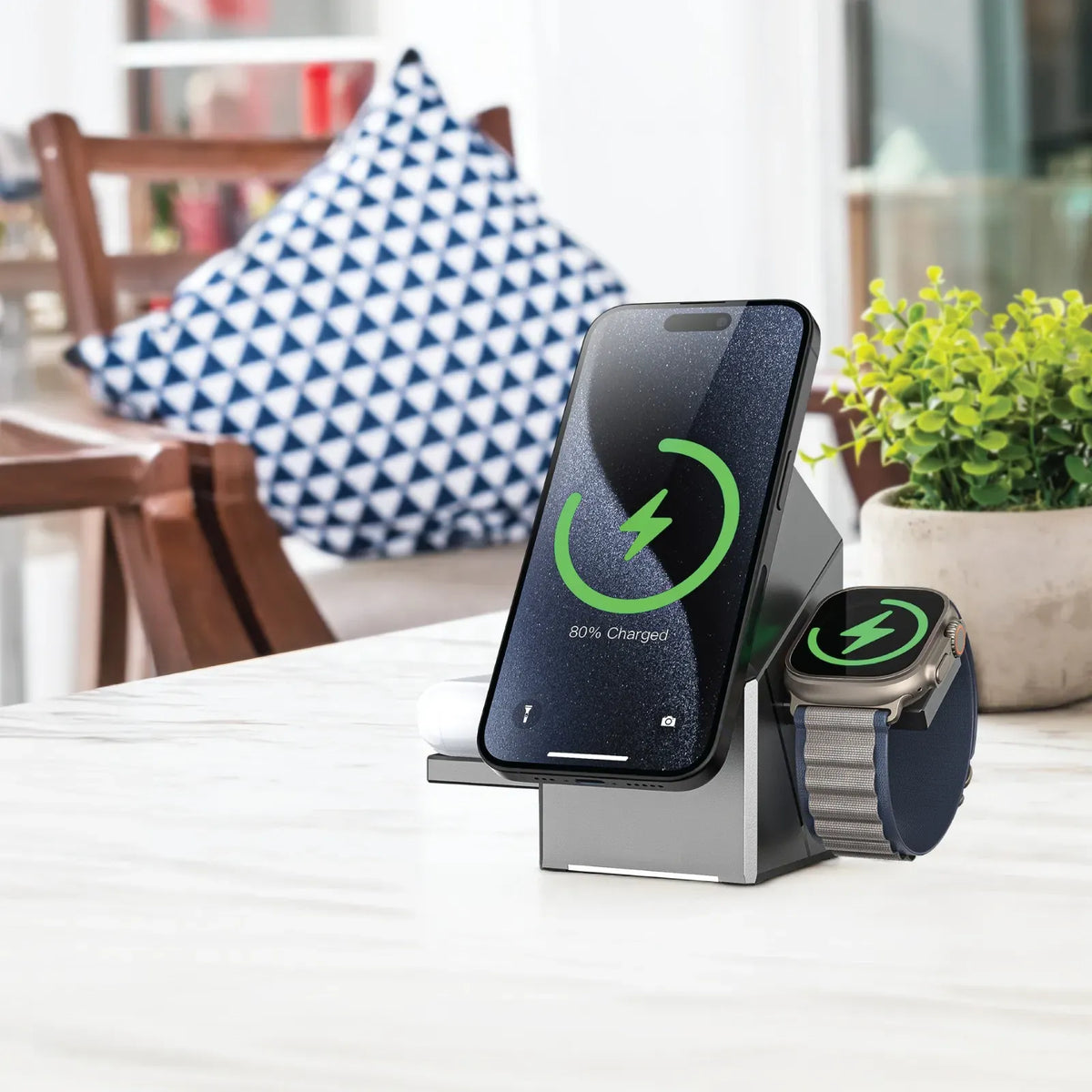 Green Lion 3 in 1 Magnetic Wireless Charger Gray – image 5